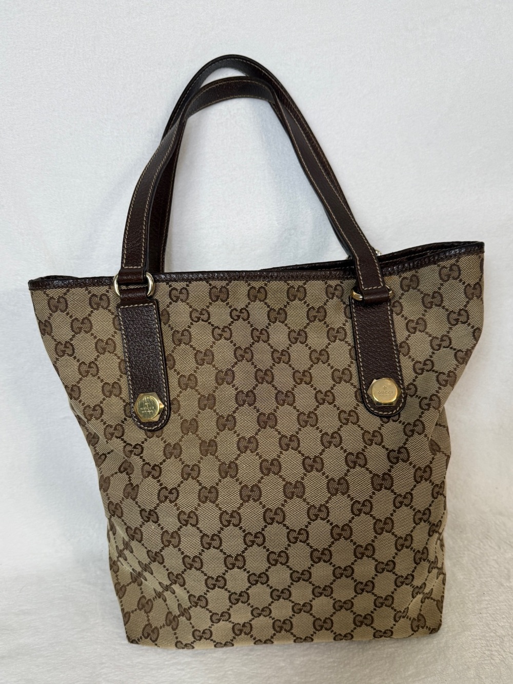 Gucci Beige and Dark Brown GG Canvas Tote